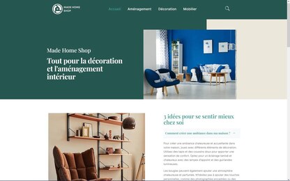 Page d'accueil du site MadeHomeShop.fr