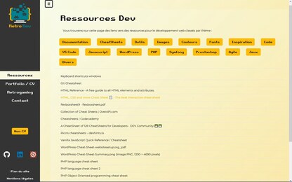 Page ressources du site RetroDev.fr